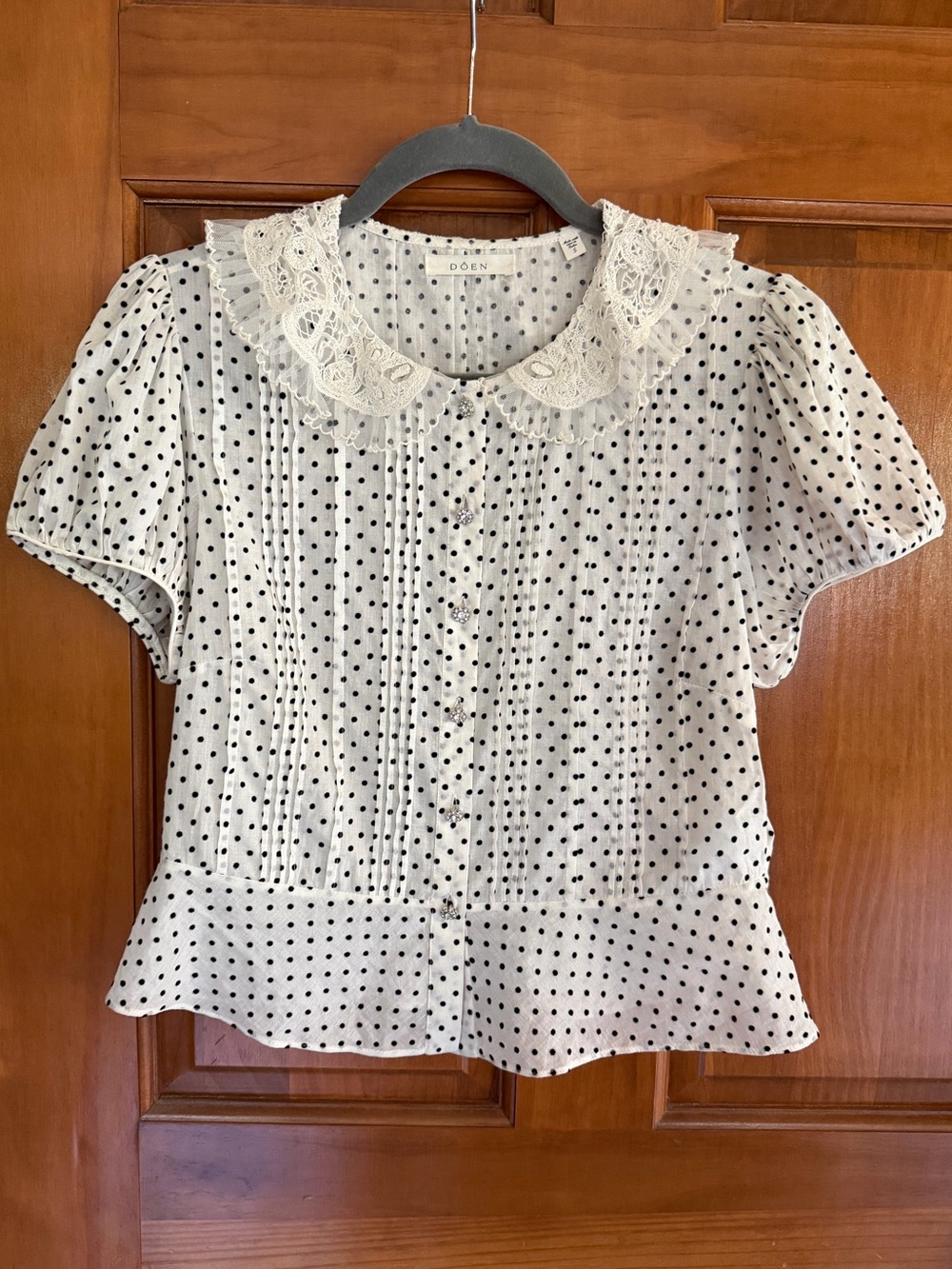 DOEN Sea Salt Dot Oleta Top S - Picture 2 of 6
